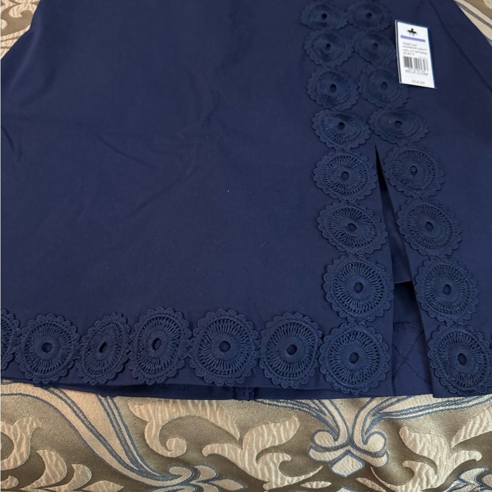 New Crown & Ivy Navy Blue Skort with Lace Trim and attached shorts pull on style
